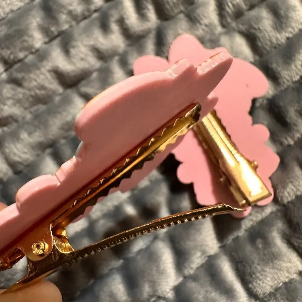 My Melody Hair Clips 2 Pcs – Cute Sanrio Acrylic Barrettes with Pink Bow